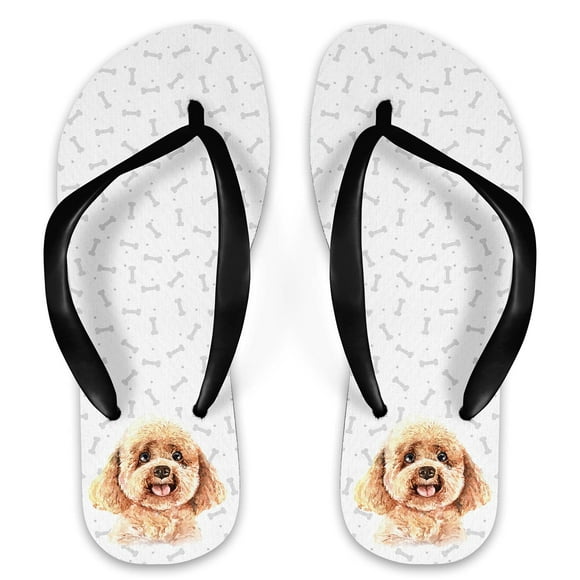 Womens White Poodle dog Hawaiian Floral Slippers Customize Indoor Shoes 
